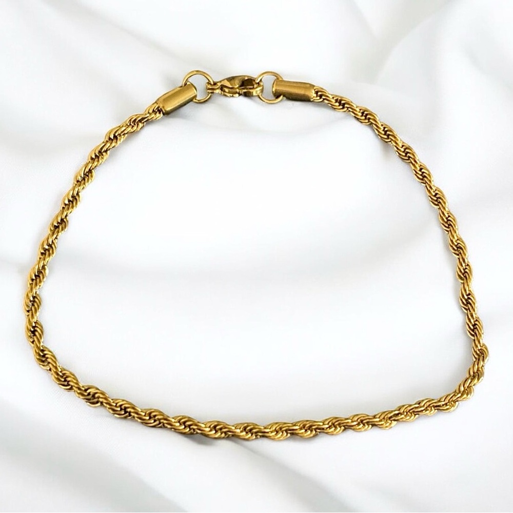 Rope 14k Gold Plated 9 inch long and 4mm width men’s bracelet - Picture 1 of 4